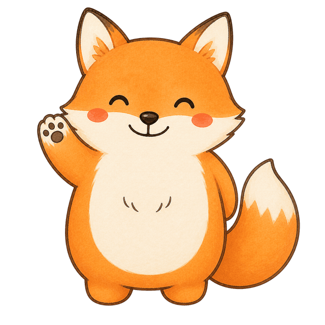 Alexia the fox waving hello